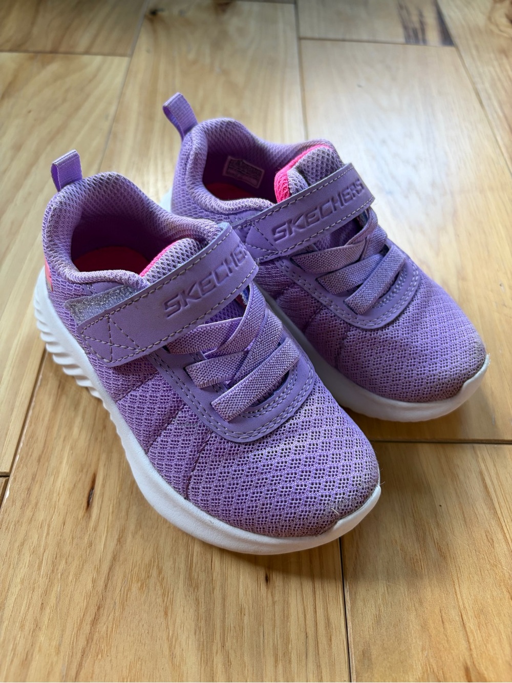Skechers Kids Lavender and Pink Hook-and-Loop Athletic Sneakers